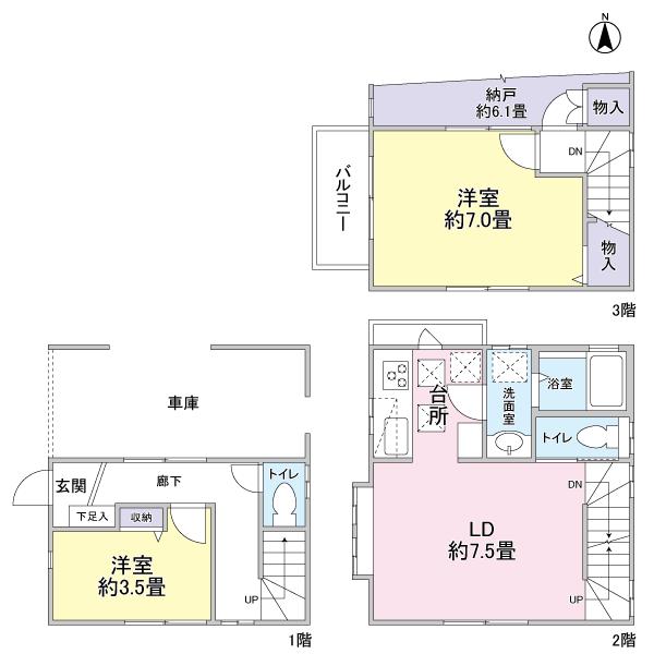 Floor plan. 38,800,000 yen, 2LDK + S (storeroom), Land area 44.56 sq m , Building area 77.14 sq m floor plan