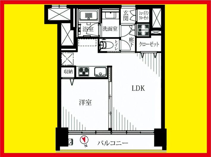 Floor plan. 1LDK, Price 22,800,000 yen, Occupied area 43.71 sq m , Balcony area 6.03 sq m