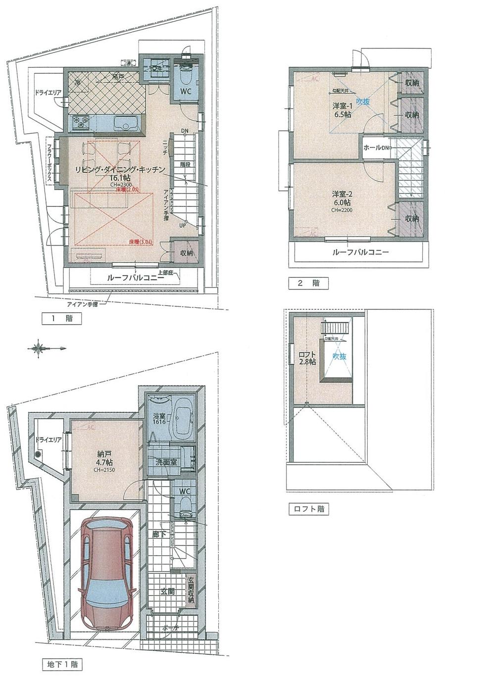 Floor plan. Price 69,800,000 yen, 2LDK+S, Land area 62.66 sq m , Building area 84.62 sq m
