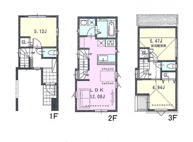 Floor plan. 54,800,000 yen, 2LDK, Land area 47.72 sq m , Building area 80.94 sq m