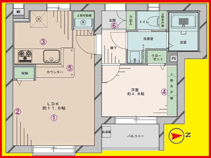 Floor plan. 1LDK, Price 21,800,000 yen, Occupied area 39.61 sq m , Balcony area 3.18 sq m