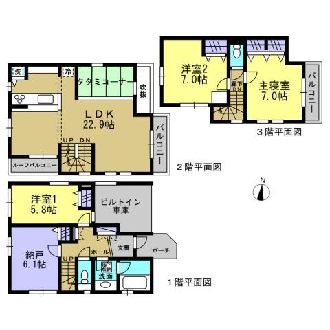 Floor plan. Price 67,800,000 yen, 4LDK, Land area 72.25 sq m , Building area 108.68 sq m