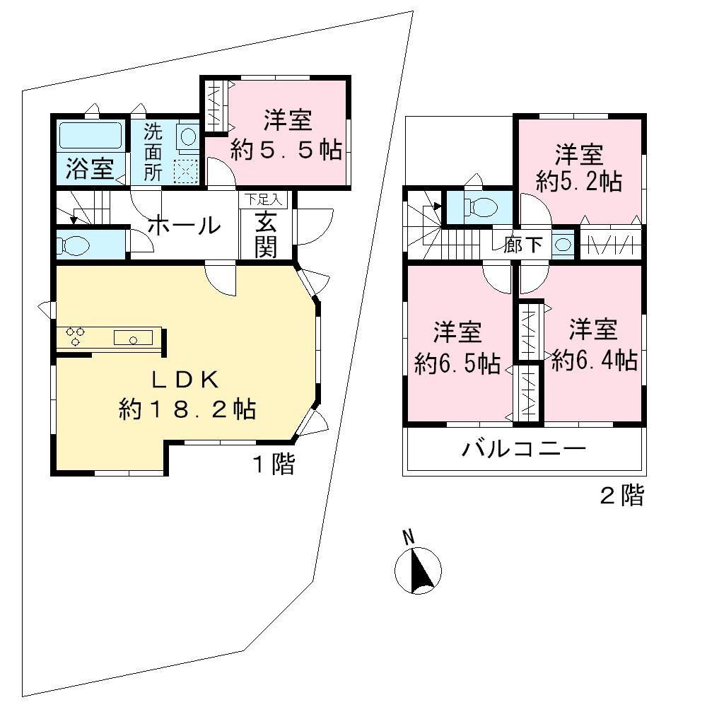 Other building plan example.  [B compartment] Building reference plan Building price 20 million yen (including tax) Total floor area of ​​95.28 sq m (about 28.28 square meters) First floor 56.27 sq m  ・ Second floor 39.01 sq m (Additional cost required Exterior construction costs, etc.)