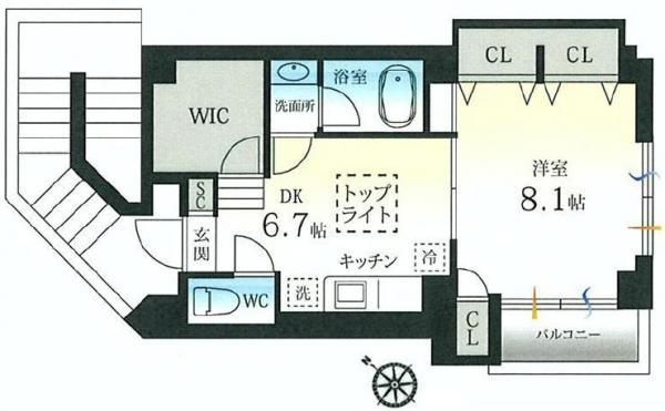 Floor plan. 1DK+S, Price 19,800,000 yen, Occupied area 34.76 sq m , Balcony area 2.57 sq m