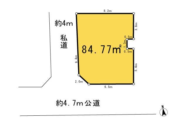 Compartment figure. Land price 51,800,000 yen, Land area 84.77 sq m