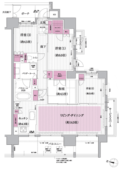 Floor: 4LDK + walk-in closet, the occupied area: 88.47 sq m