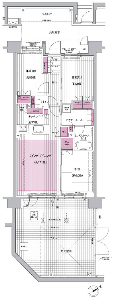Floor: 3LDK, occupied area: 70.22 sq m