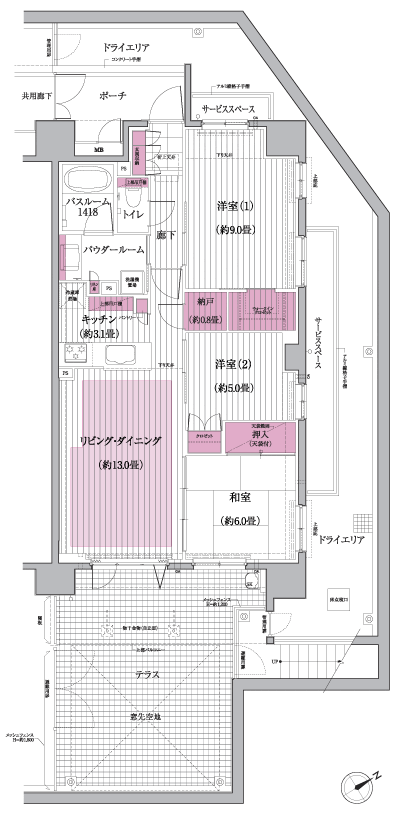 Floor: 3LDK + storeroom + walk-in closet, the occupied area: 78.57 sq m