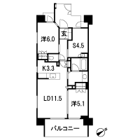 Floor: 2LDK + service room (2 ~ 7th floor) / 3LDK (8 floor), the occupied area: 65.24 sq m