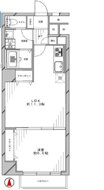 Floor plan. 1LDK, Price 17.8 million yen, Occupied area 42.46 sq m , Balcony area 3 sq m