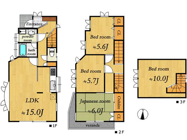 Floor plan. 48,500,000 yen, 4LDK, Land area 73.61 sq m , Building area 95.26 sq m