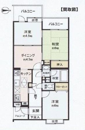 Floor plan. 3DK, Price 36,800,000 yen, Occupied area 60.87 sq m , Balcony area 8.14 sq m