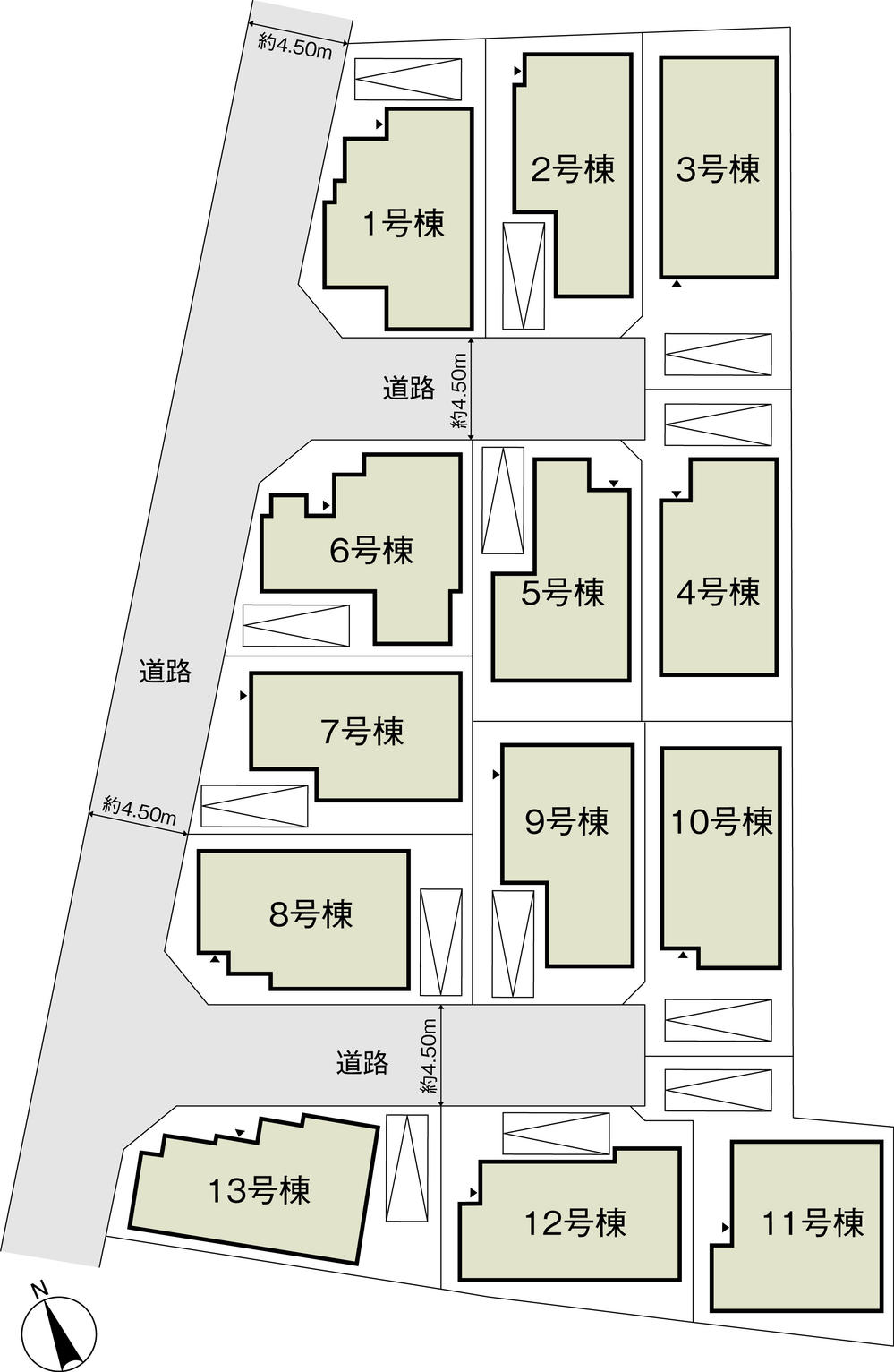 The entire compartment Figure. And two of the new road, In carport that was installed in parallel, Land plan to attract the light and wind. 