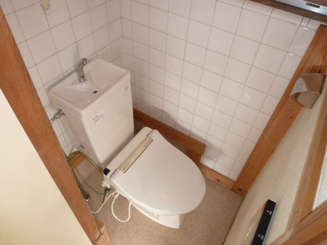 Toilet. It has been cleaned in the water around the beautiful
