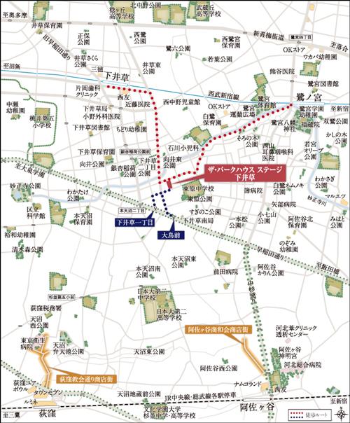 Local guide map. 4 Station available good location. Routinely available convenience facilities be integrated into each of the front of the station. To freely facilities tailored to the purpose, Convenient and comfortable life begins (local guide map)