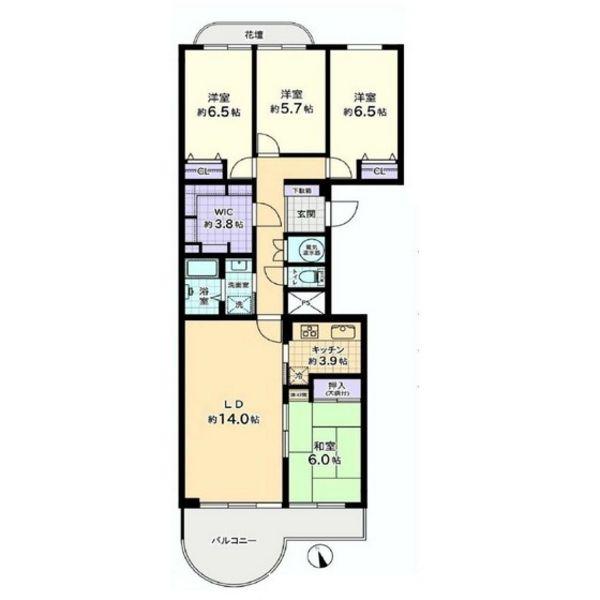 Floor plan. 4LDK, Price 39,980,000 yen, Footprint 97.8 sq m , Balcony area 8.56 sq m Floor