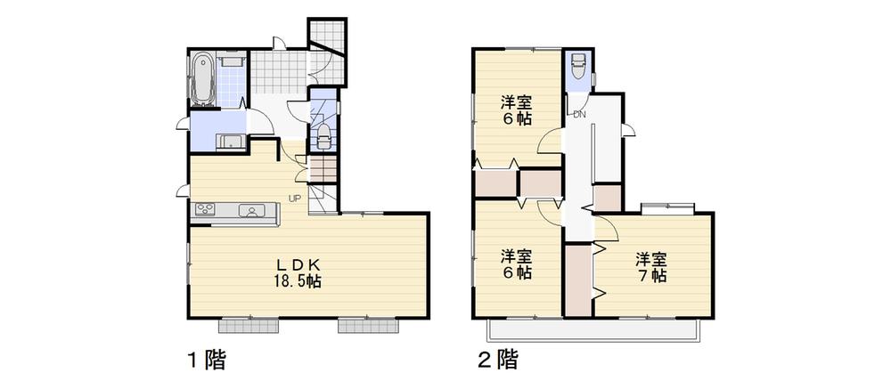 Floor plan. (Building 2), Price 49,800,000 yen, 3LDK, Land area 104.92 sq m , Building area 89.42 sq m