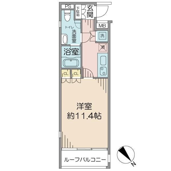 Floor plan. 1K, Price 22,900,000 yen, Occupied area 35.87 sq m