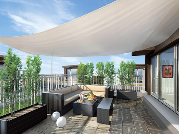 Interior.  [Aozora Terrace] Luxury that was limited to just four House. that is, That is not disturbed by anyone, That his residence only the sky can get.  Sky under the spread, Enjoy the relaxation of the time even where, Aozora is a terrace with a plan. (I type: Aozora terrace Rendering CG)