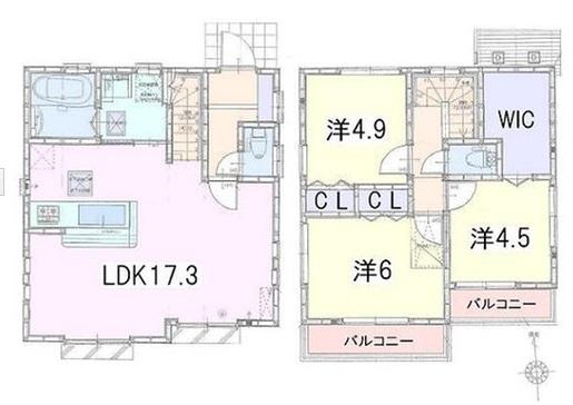 Floor plan. (1 Building), Price 49,800,000 yen, 3LDK, Land area 83.75 sq m , Building area 78.57 sq m
