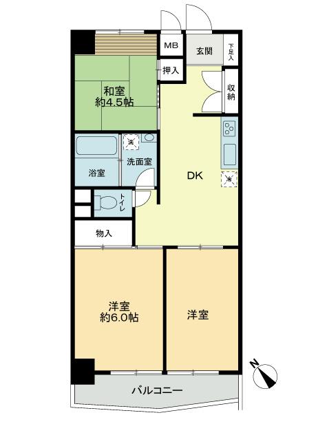 Floor plan. 3DK, Price 18,800,000 yen, Footprint 60.5 sq m , Balcony area 6.32 sq m