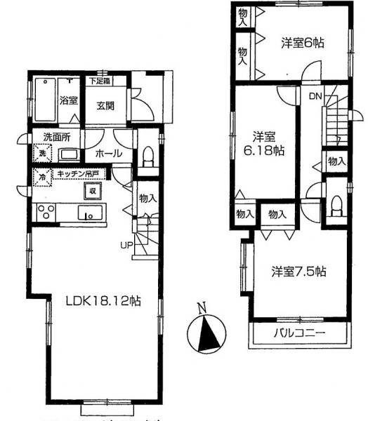 Floor plan. 52,800,000 yen, 3LDK, Land area 104.92 sq m , Building area 89.42 sq m