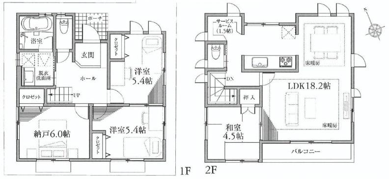 Floor plan. (B Building), Price 54,800,000 yen, 4LDK, Land area 109.42 sq m , Building area 95.63 sq m