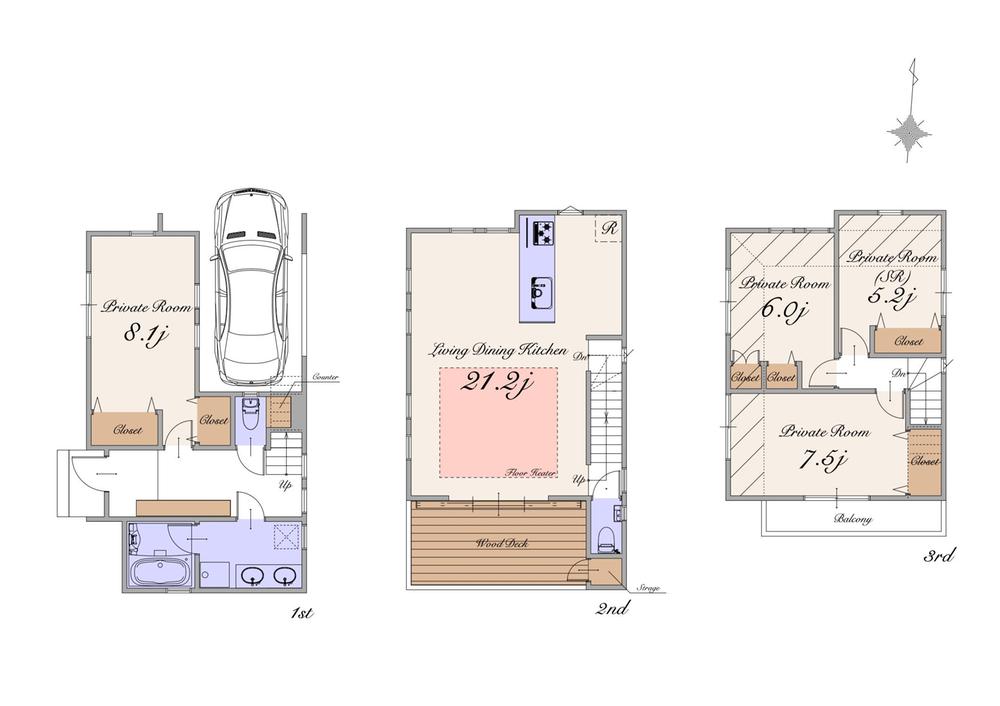 Compartment figure. Land price 53,800,000 yen, Land area 73 sq m