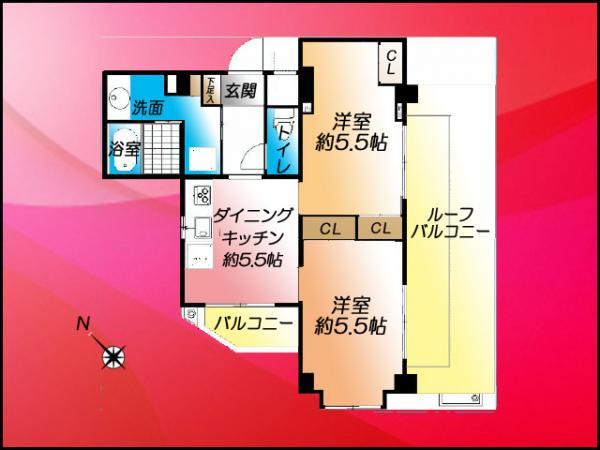 Floor plan. 2DK, Price 25,800,000 yen, Occupied area 40.42 sq m