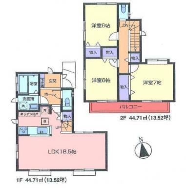 Floor plan. 52,800,000 yen, 3LDK, Land area 104.92 sq m , Building area 89.42 sq m