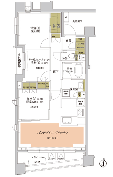 Other.  [Floor Plan D type] 3LDK + WIC + SIC (3 ・ 4 ・ 5F is, 2LDK + S) footprint / 68.11 sq m , Balcony area / 8.98 sq m , Outdoor unit yard area / 1.69 sq m WIC = walk-in closet, SIC = shoes-in closet