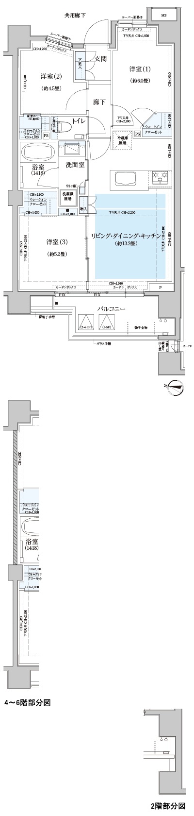 Floor: 3LDK + 3WIC, occupied area: 63.24 sq m