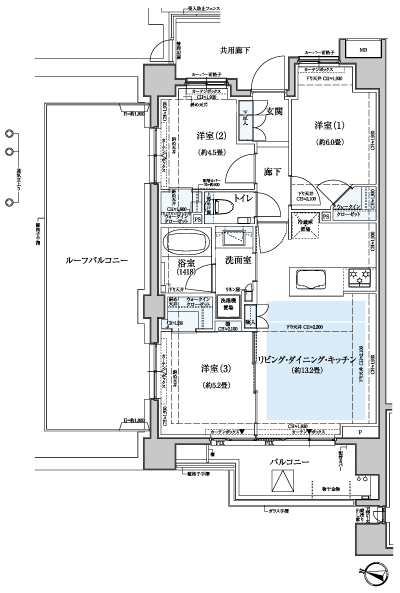 Floor: 3LDK + 3WIC, occupied area: 63.39 sq m
