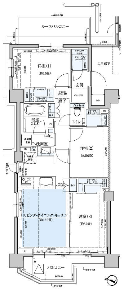 Floor: 3LDK + 3WIC + SIC, the occupied area: 72.33 sq m