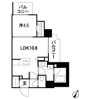 Floor: 1LDK + WIC + SIC, the occupied area: 40.45 sq m
