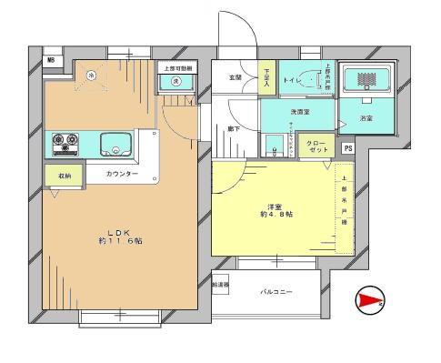 Floor plan. 1LDK, Price 21,800,000 yen, Occupied area 39.61 sq m , Balcony area 3.18 sq m