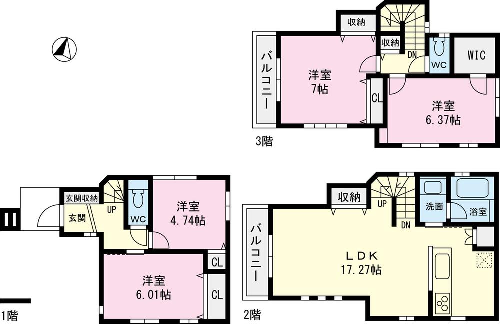 Floor plan. (A Building), Price 54,800,000 yen, 4LDK, Land area 62.25 sq m , Building area 96.72 sq m