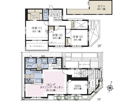 6 Building ・ 3LDK + DEN + loft + walk-in closet land area / 98.25 sq m  Building area / 98.23 sq m