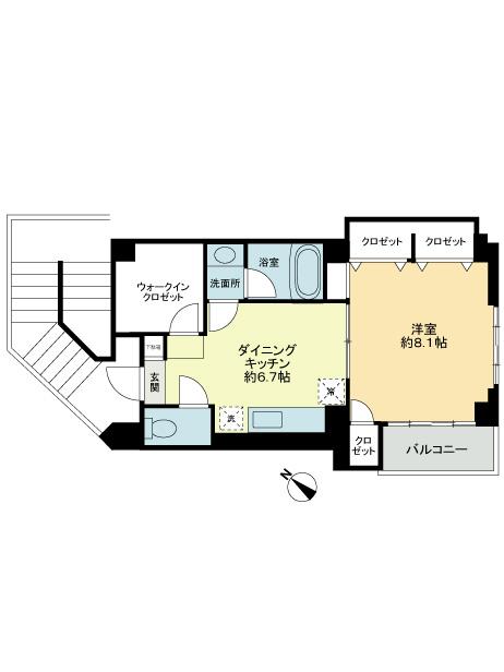 Floor plan. 1DK + S (storeroom), Price 19,800,000 yen, Occupied area 34.76 sq m , Balcony area 2.57 sq m floor plan