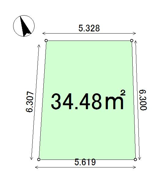 Compartment figure. Land price 14.3 million yen, Land area 34.48 sq m