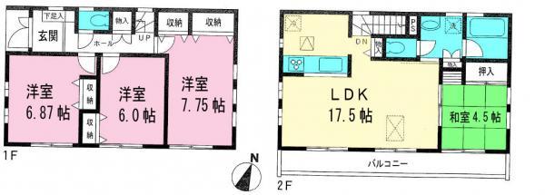 Floor plan. 78,800,000 yen, 4LDK, Land area 100.01 sq m , Building area 97.7 sq m