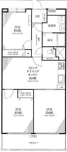 Floor plan. 3LDK, Price 25,800,000 yen, Occupied area 61.82 sq m