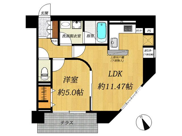 Floor plan. 1LDK, Price 28.8 million yen, Occupied area 43.14 sq m , Balcony area 5.13 sq m