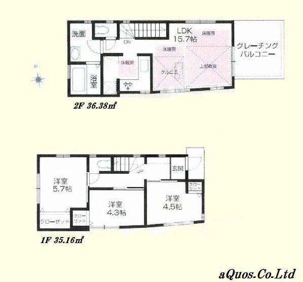 Floor plan. 49,800,000 yen, 3LDK, Land area 72.92 sq m , Building area 71.54 sq m
