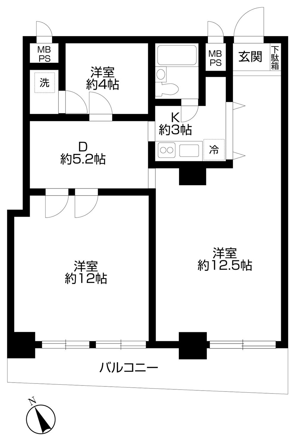 Floor plan. 3DK, Price 37,800,000 yen, Occupied area 86.46 sq m , Balcony area 9.17 sq m