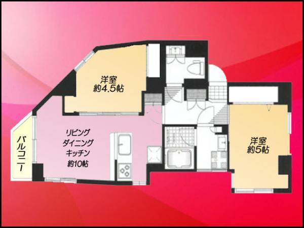 Floor plan. 2LDK, Price 21,800,000 yen, Occupied area 49.13 sq m , Balcony area 3.37 sq m