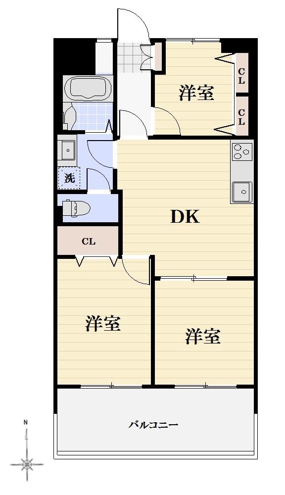 Floor plan. 3DK, Price 23.8 million yen, Occupied area 52.47 sq m , Balcony area 4.9 sq m currently but it is 3DK, Also it can be changed to 2LDK.
