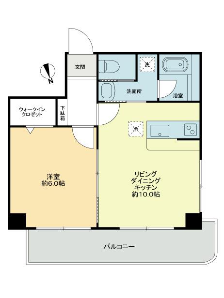Floor plan. 1LDK, Price 19,800,000 yen, Occupied area 36.15 sq m , Balcony area 6.8 sq m floor plan