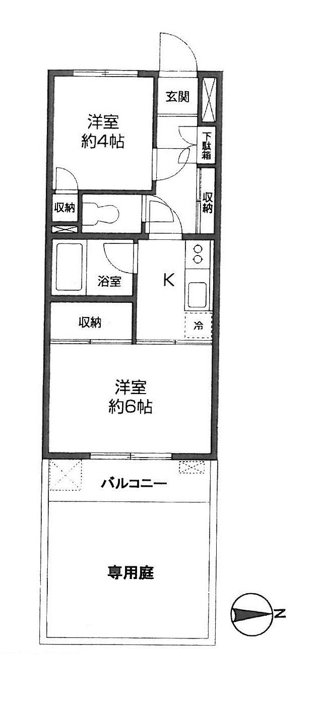 Floor plan. 2K, Price 9.8 million yen, Occupied area 29.52 sq m , Balcony area 3.6 sq m