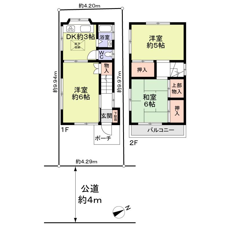 Floor plan. 22,900,000 yen, 3K, Land area 42.24 sq m , Building area 41.86 sq m